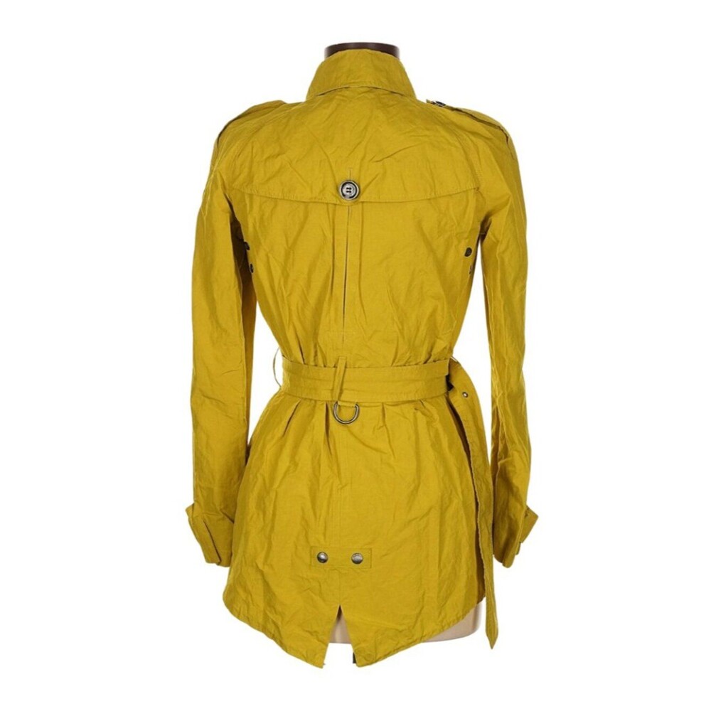 Burberry Womens Yellow Green Trench Coat Jacket. Size 6 - Picture 4 of 10